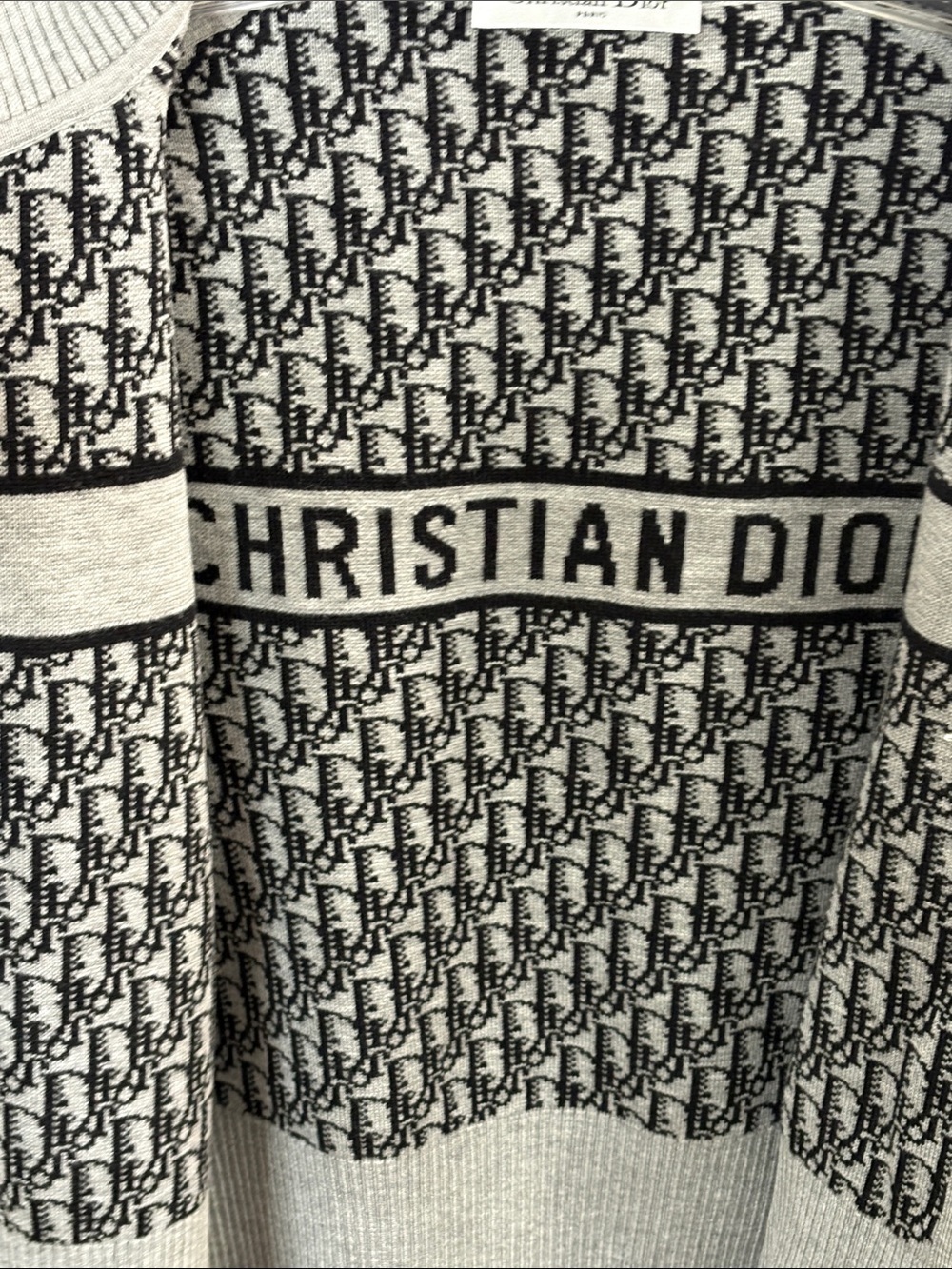 Christian Dior Reversible Oblique Logo Zip Cardigan Sweater Gray Wool Cashmere 6 - Picture 8 of 10